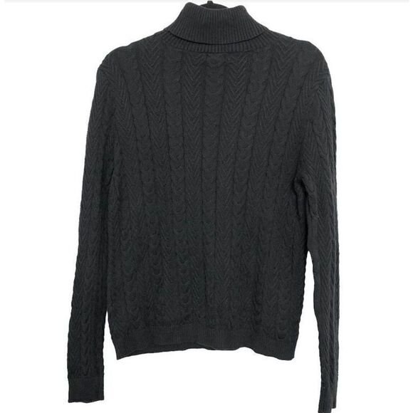 Lands' End Sz M Women's Navy Blue Chunky Knit Long Sleeve Turtleneck Sweater - Picture 5 of 9